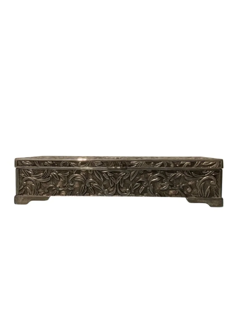 Godinger Ornate Silver-Plated  Jewelry Box With Floral Embossing